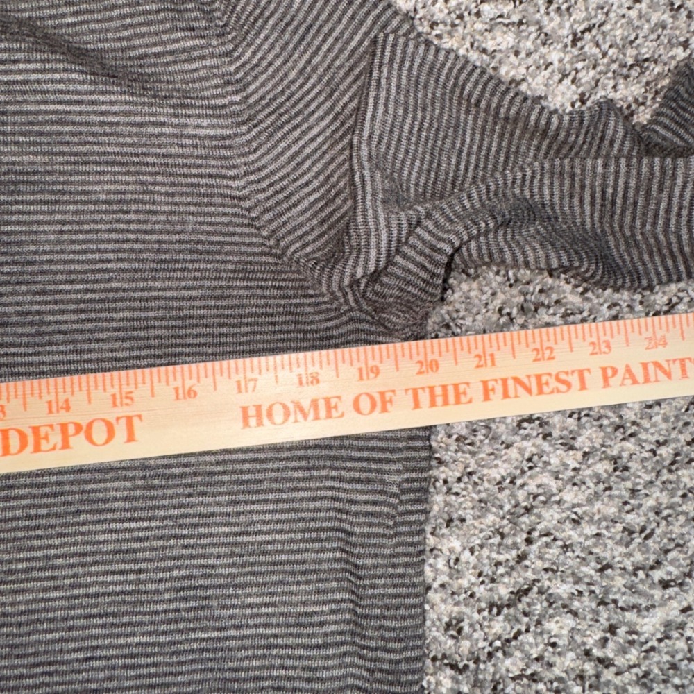 Vince Mens Medium Merino Wool Baby Camel Hair Striped Hoodie Sweater Grey